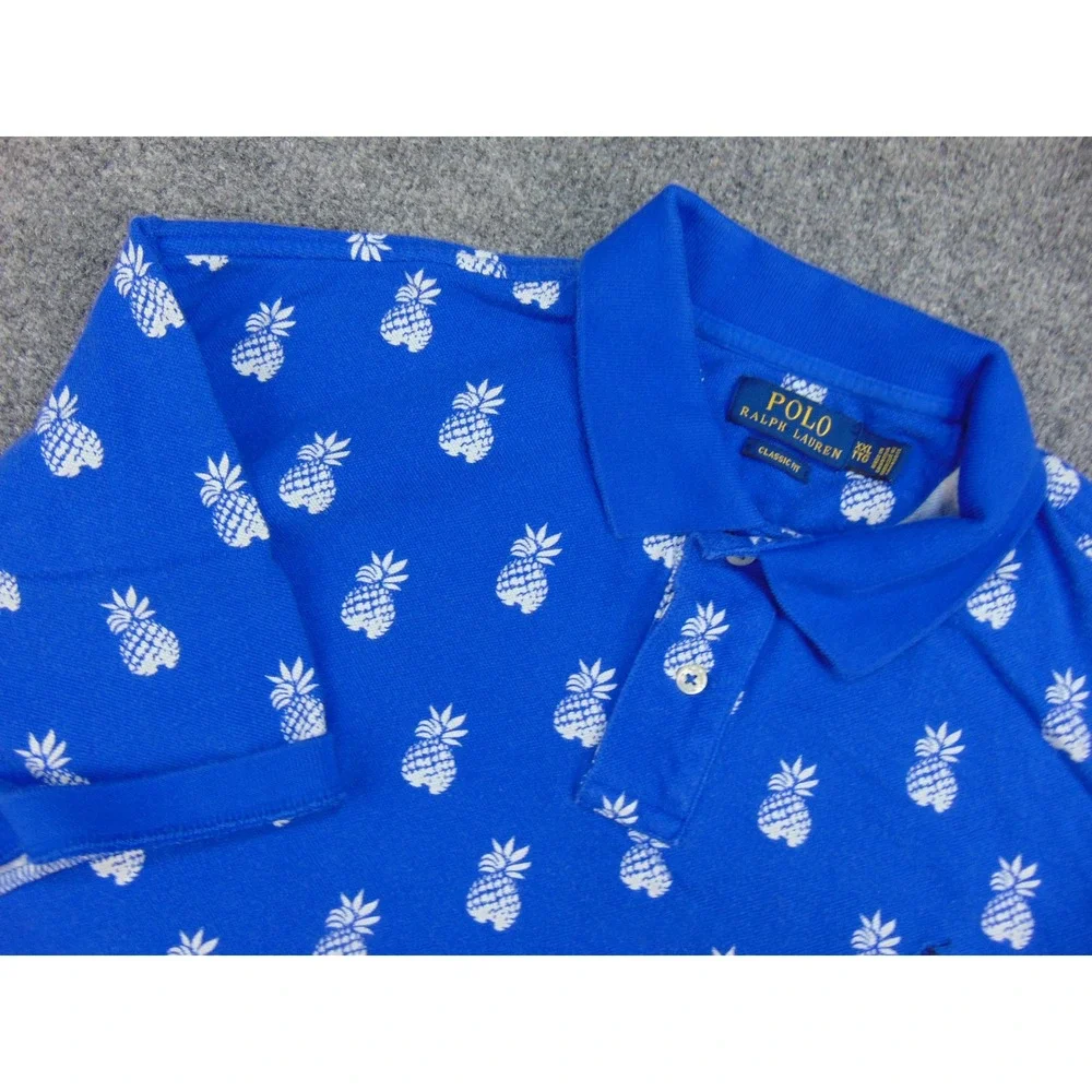 Polo Ralph Lauren Polo Mens 2XL Classic Fit Blue Pineapple Print Tropical Summer